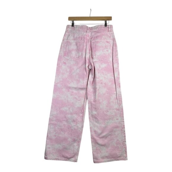 Zara‎ Women's Tie Dye High Rise Wide Leg Pants size 6 Pink - Picture 6 of 9